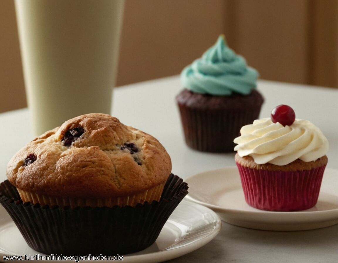 Größe: Muffins typischerweise größer als cupcakes   - Muffin vs Cupcake » Wo liegen die Unterschiede